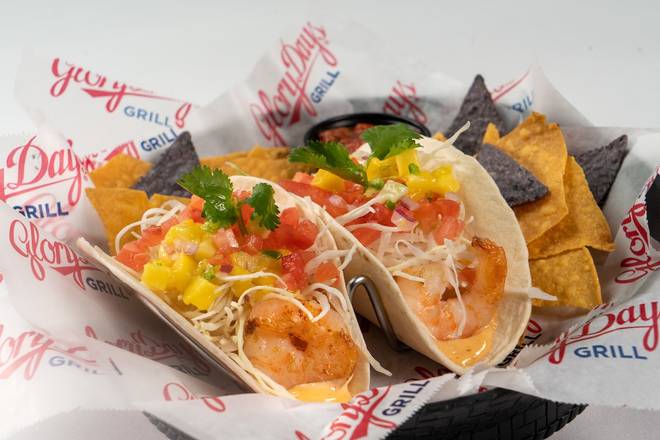 Order GRILLED SHRIMP SOFT TACOS food online from Glory Days Grill store, Glen Burnie on bringmethat.com
