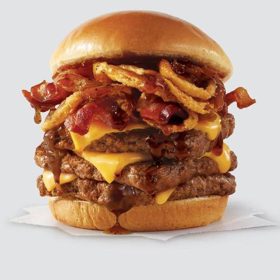 Order Bourbon Bacon Cheeseburger Triple food online from Wendy'S store, Quakertown on bringmethat.com