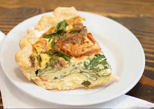Order Spinach Feta Tomato Quiche food online from Mama D Coffee store, Waukesha on bringmethat.com