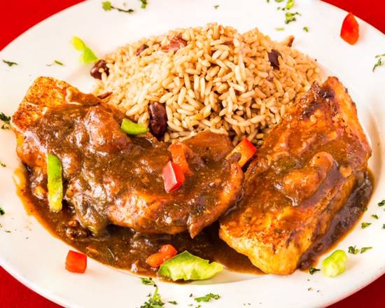 Order Brown Stew Red Snapper Fillet food online from Jerk Pit Tampa store, Tampa on bringmethat.com