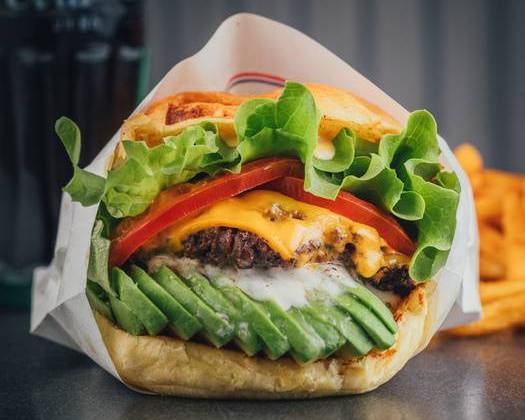 Order Avocado Cheeseburger food online from Falafel Flame store, Sunnyvale on bringmethat.com