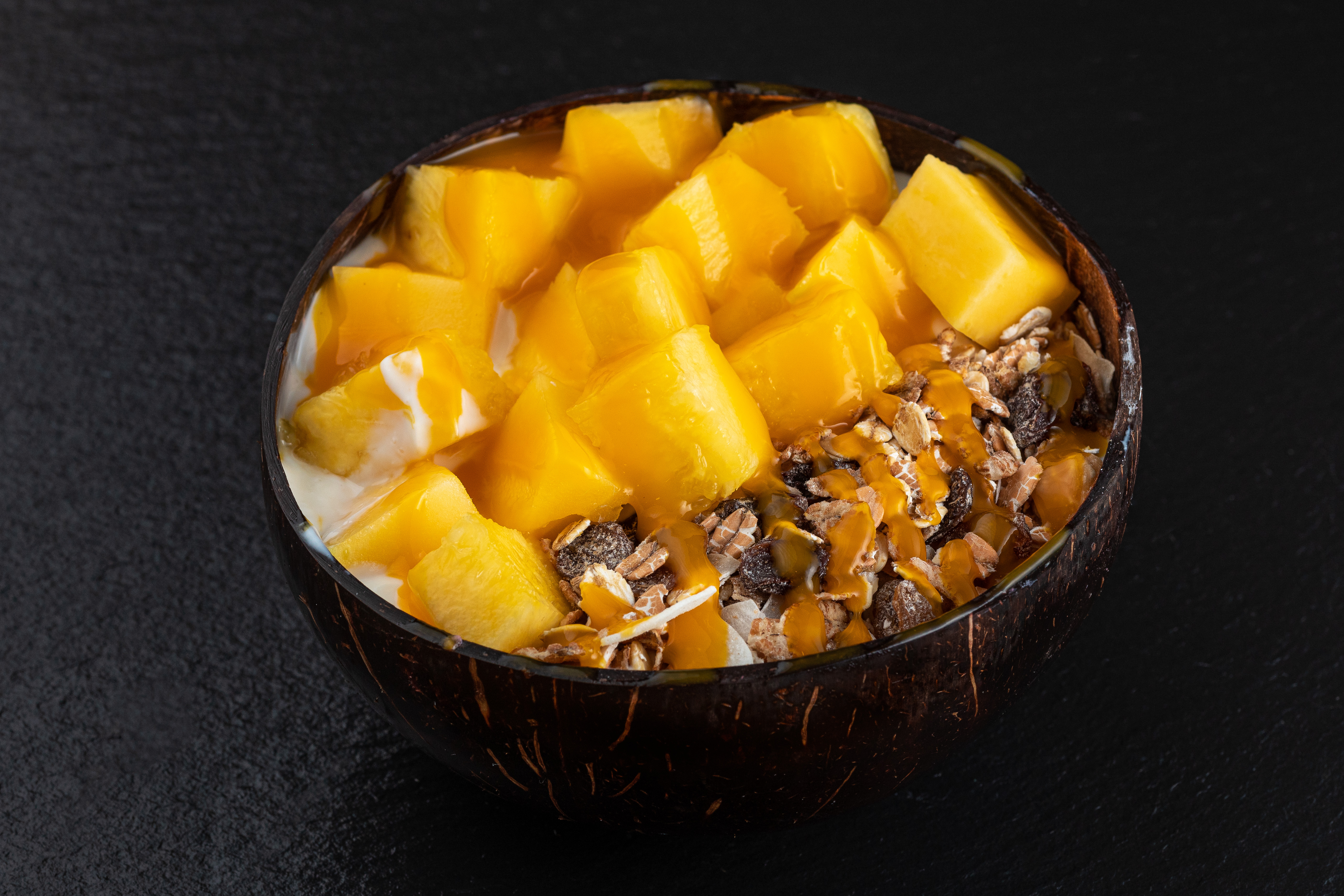 🍍 Fromage Blanc 0%  Mangue Ananas Muesli avec coulis 🥭 