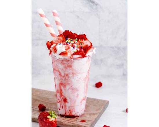 Order Strawberry Monster Shake food online from Icream Yogurt & Crepes store, Falls Church on bringmethat.com
