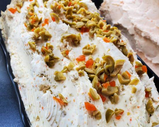 Order Olive Cream Cheese (1/2 LB) food online from Long Island Bagel Cafe store, Scarsdale on bringmethat.com