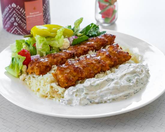Order Chicken Kabob Platter (2 skewers) food online from Cafe Dolce 34 store, Rancho Cordova on bringmethat.com