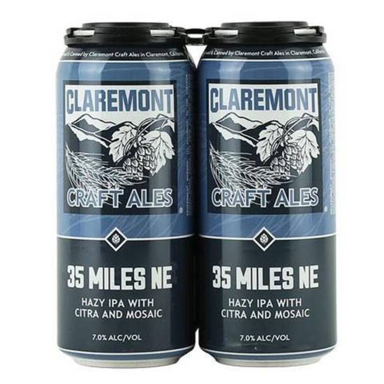 Order Claremont Craft Ales 35 Miles NE ipa 4pack,160z food online from Rocky Liquor store, Claremont on bringmethat.com