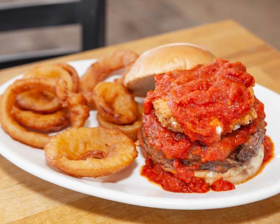 Order Fried Mozzarella Burger #5 food online from Lindburgers store, Jupiter on bringmethat.com