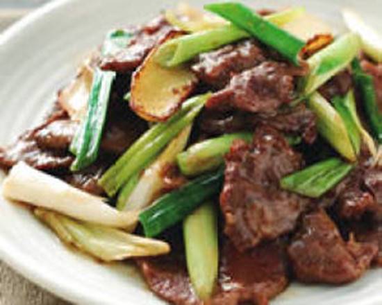 Order Braised Beef with Green Onion 京蔥爆牛肉 food online from Jin Ding Restaurant store, Bryn Mawr on bringmethat.com