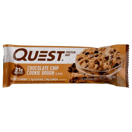 Order Quest Chocolate Chip Cookie Dough Protein Bar 2.1oz food online from Casey's store, Osage Beach on bringmethat.com