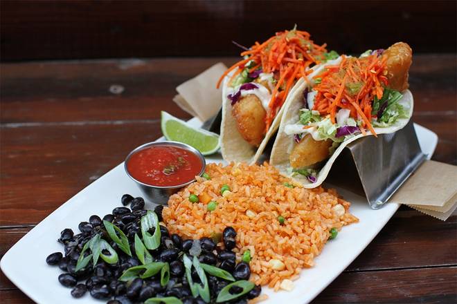 Order Fish Tacos food online from Lazy Dog Restaurant & Bar store, Boca Raton on bringmethat.com