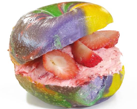 Order Strawberry Cream Cheese on a Bagel food online from Long Island Bagel Cafe store, Scarsdale on bringmethat.com