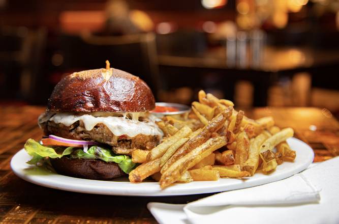 Order Turkey Burger on a Pretzel Bun food online from Labriola Bakery Cafe store, Oak Brook on bringmethat.com