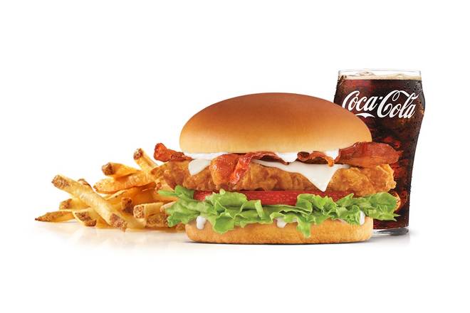 Order Hand-Breaded Bacon Swiss Chicken Sandwich Combo food online from Carl's Jr. store, Highland on bringmethat.com