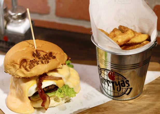 Order Mucho Queso Burger food online from Parriyas Restaurant store, West New York on bringmethat.com
