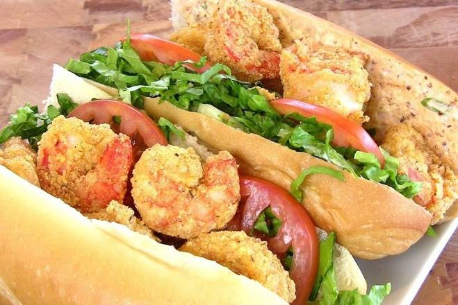 Order 8'' Fried Shrimp Poeboy food online from Sharks Seafood & More store, Bowie on bringmethat.com