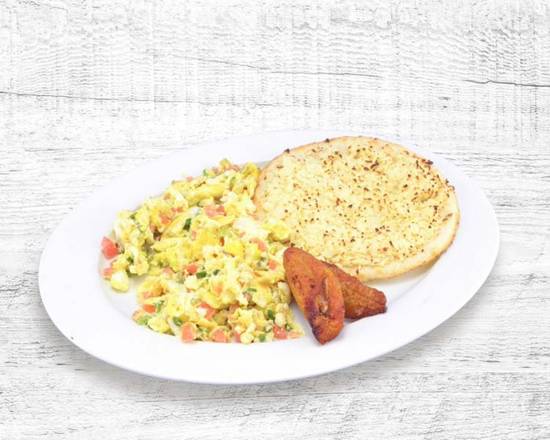 Order Arepa Con Queso Y Huevos Revueltos food online from Noches De Colombia store, Fairview on bringmethat.com
