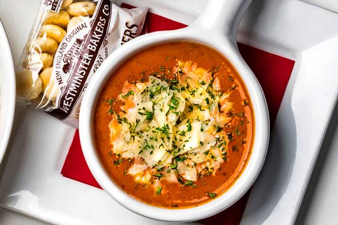Order Tomato Basil Soup food online from Arooga's Route 11 store, Mechanicsburg on bringmethat.com
