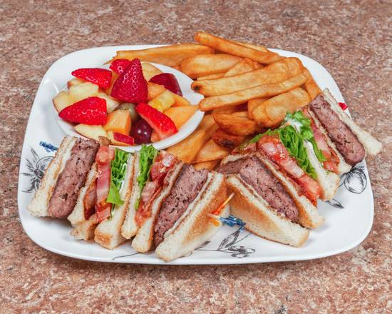Order Cheeseburger Club Sandwich food online from Freight Street Grill store, Waterbury on bringmethat.com