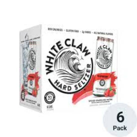 Order WHITE CLAW RASPBERRY 6PK CAN food online from Duke Liquor & Jr. Market store, Los Angeles on bringmethat.com