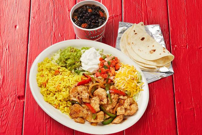 Order Fajita Chicken Plate  food online from Fuzzy's Taco Shop store, Beaumont on bringmethat.com