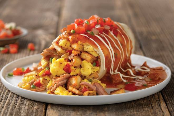 Order Smothered Breakfast Burrito* food online from Village Inn store, Greeley on bringmethat.com