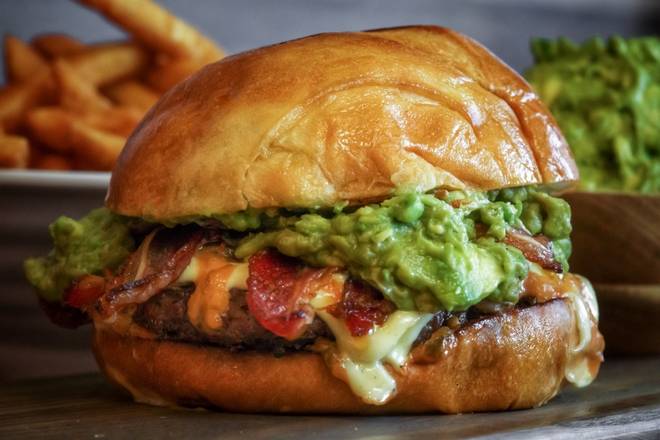 Order Kosher Bacon Avocado Burger food online from Holy Schnitzel store, Aventura on bringmethat.com