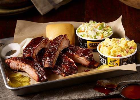 Order Half Rack Pork Rib Plate food online from Dickey Barbecue Pit store, Orlando on bringmethat.com