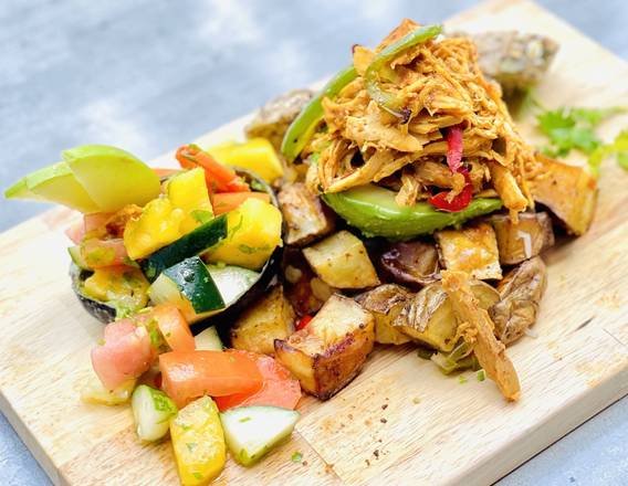 Order Meat Stuffed Avocado (Beef, Pork or Chicken) food online from Cafe Papillon store, Miami on bringmethat.com