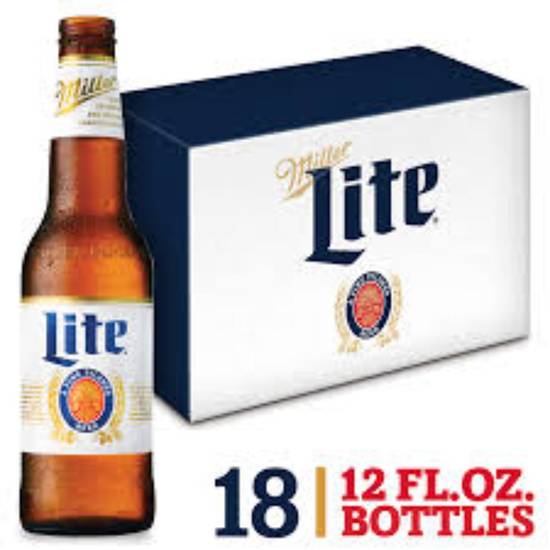 Order MILLER LITE 12oz 18PK BOTTLES  food online from Duke Liquor & Jr. Market store, Los Angeles on bringmethat.com