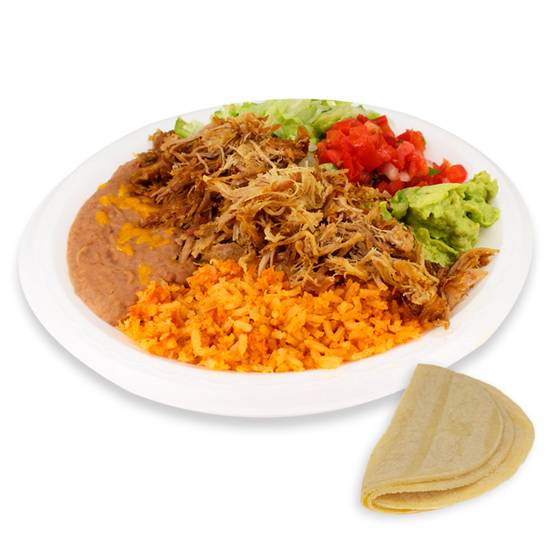 Order 5. Carnitas Plate food online from Viva Burrito Co. store, Lakewood on bringmethat.com