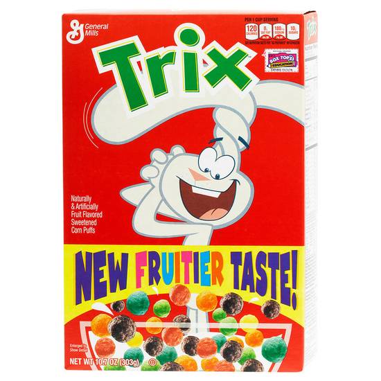 Order General Mills Trix Fruit Flavored Corn Puffs Cereal 10.7oz food online from Everyday Needs By Gopuff store, Fairfield on bringmethat.com
