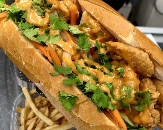 Order BangBang Shrimp Banh Mi food online from EM Trai Sandwich Co store, Metairie on bringmethat.com