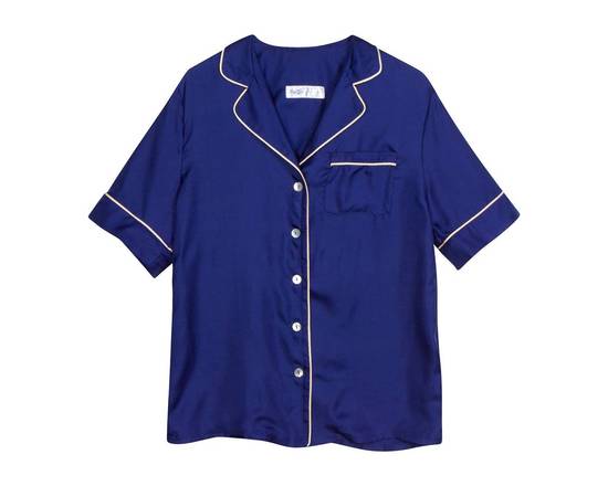 Order Women's Navy Silk Short Sleeved Shirt (Small) food online from Fred Segal store, Malibu on bringmethat.com
