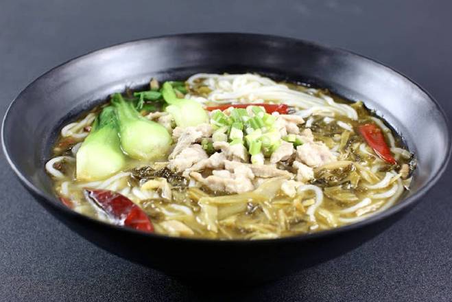 Order A6. Pork Shreds and Sichuan Pickle Noodles 老坛酸菜泡椒肉丝面 food online from Yu Noodle store, Cupertino on bringmethat.com