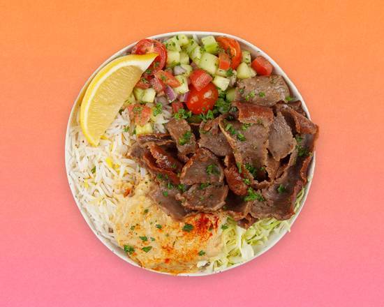 Order Beef and Lamb Gyro Rice Bowl Platter food online from Mediterranea Rice Bowls store, Forest Hills on bringmethat.com