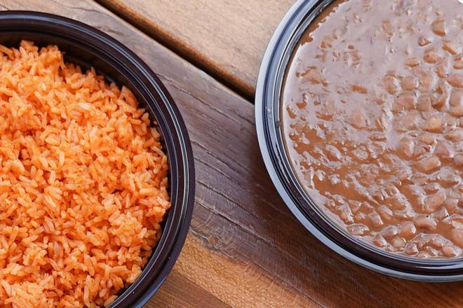 Order Non-GMO Rice and Organic Beans food online from Sharky's Woodfired Mexican Grill store, Los Angeles on bringmethat.com