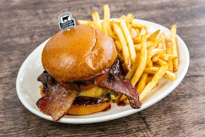 Order Buckeye Burger food online from Wood Ranch BBQ & Grill store, Rancho Santa Margarita on bringmethat.com