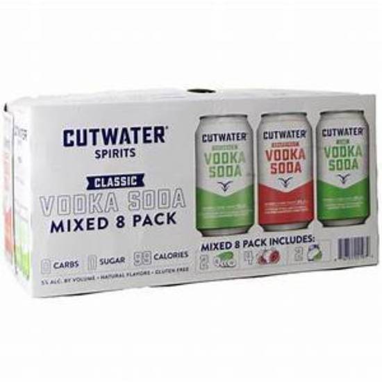Order CUTWATER VODKA SODA VARIETY PACK 8PK-12OZ CANS food online from Rocky Liquor store, Claremont on bringmethat.com
