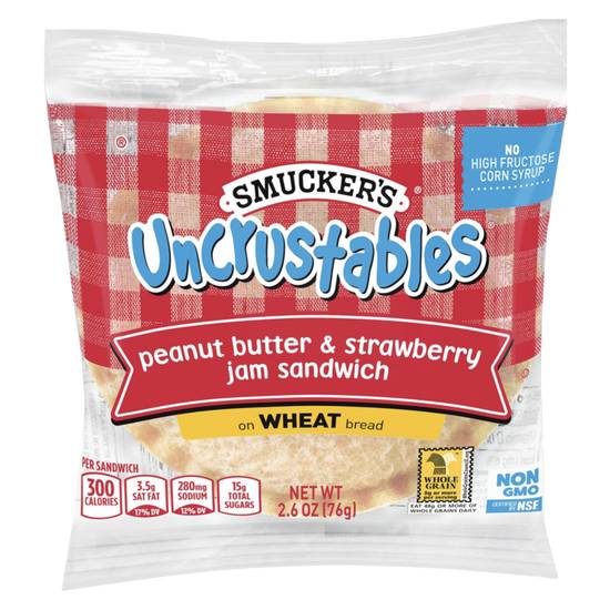 Order Smucker's Frozen Uncrustables PB & Strawberry on Wheat 1ct 2.6oz food online from Everyday Needs by Gopuff store, Baton Rouge on bringmethat.com