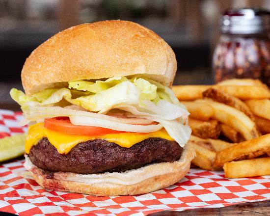 Order 1/2 Pound Burger food online from Mineo's Wings, Pizza & Raw Bar store, Dania Beach on bringmethat.com