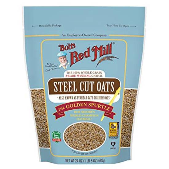 Order Bob's Red Mill Organic Steel Cut Oats 24oz food online from Everyday Needs by Gopuff store, Ladera Ranch on bringmethat.com