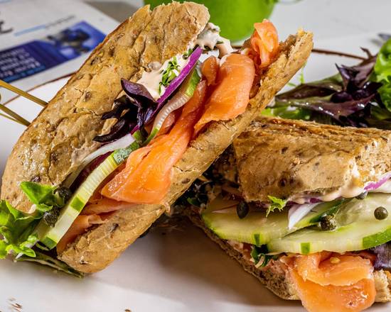 Order Salmon Sandwich food online from Crema Gourmet Espresso Bar store, Miami on bringmethat.com