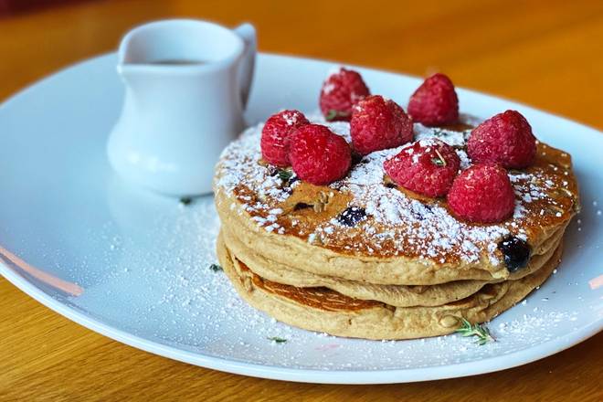 Order Oat Milk 2 Berry Pancakes food online from Silver store, Bethesda on bringmethat.com