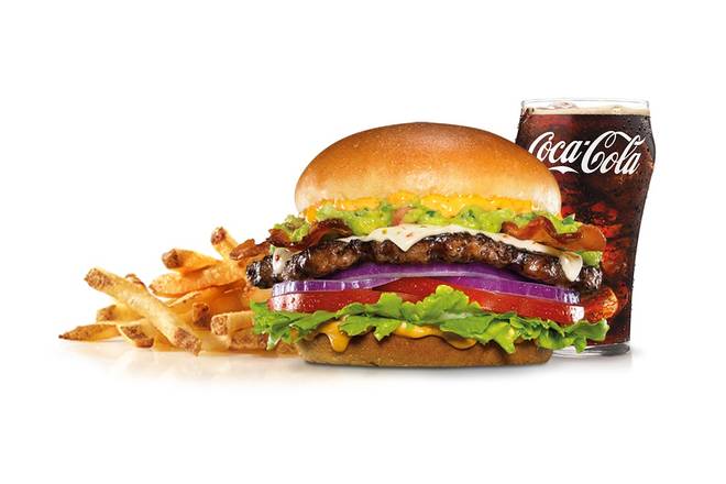 Order Guacamole Bacon Angus Burger Combo food online from Carl's Jr. store, Costa Mesa on bringmethat.com