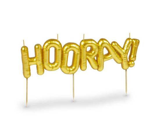 Order Hooray Candle in Metallic Gold food online from Lb Cake Stop store, Baldwin Park on bringmethat.com