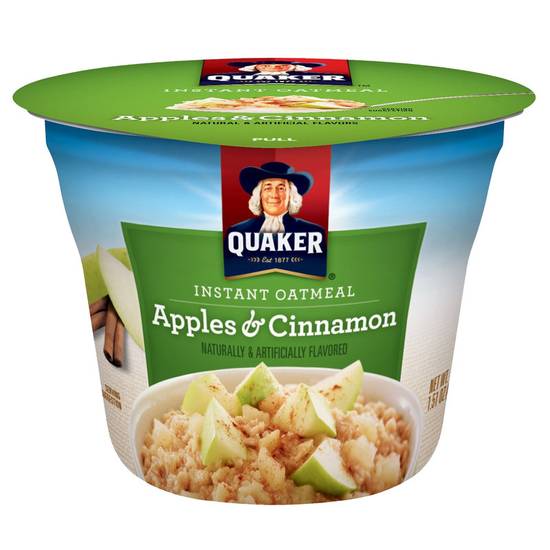 Order Quaker Instant Oatmeal Apple Cinnamon Oatmeal Cup 1.51oz food online from Everyday Needs by Gopuff store, Tampa on bringmethat.com