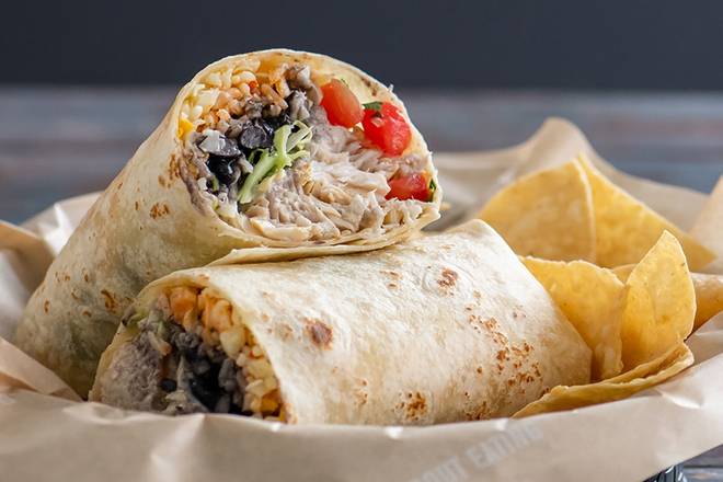 Order Wild Caught Grilled Fish or Shrimp Burrito food online from Sharky's Woodfired Mexican Grill store, Los Angeles on bringmethat.com