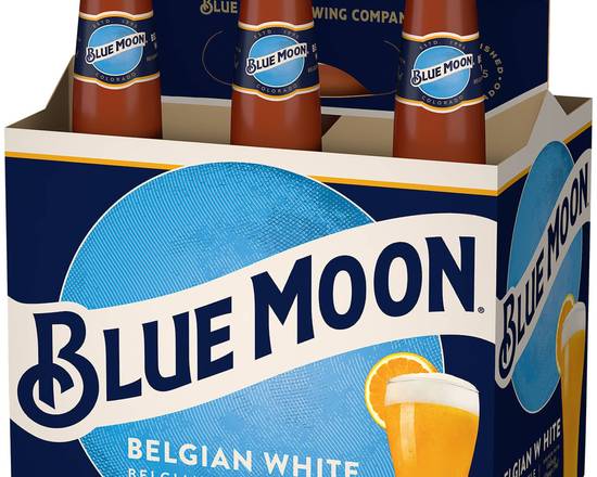 Order Blue Moon, 6pk-12oz  bottle glass beer (5.40% ABV) food online from Fresko Market store, Miami on bringmethat.com