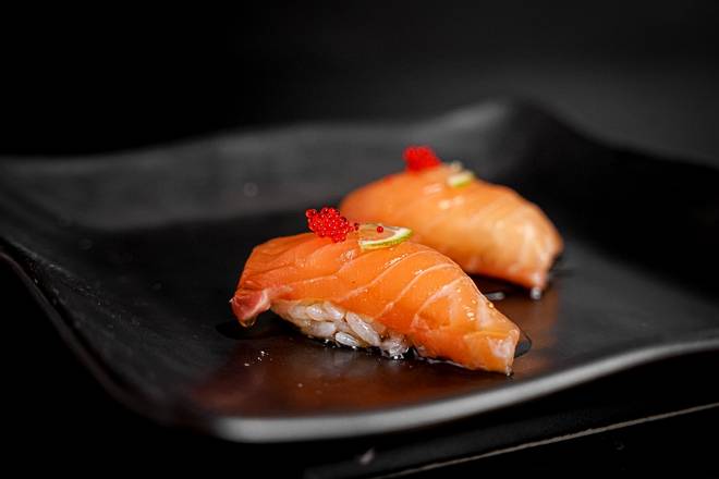 Order Nigiri Salmon Teriyaki (2 pieces) food online from Sushiato store, Miami on bringmethat.com