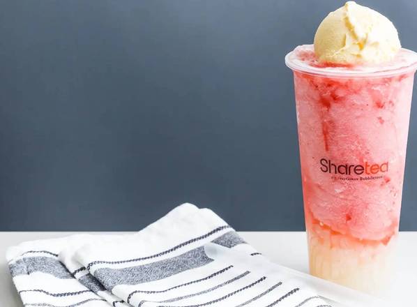 Order Strawberry Ice Blended with Lychee Jelly and Ice Cream food online from Sharetea store, Oklahoma City on bringmethat.com